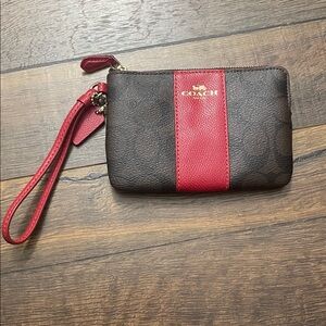 Coach Red and Brown Wristlet